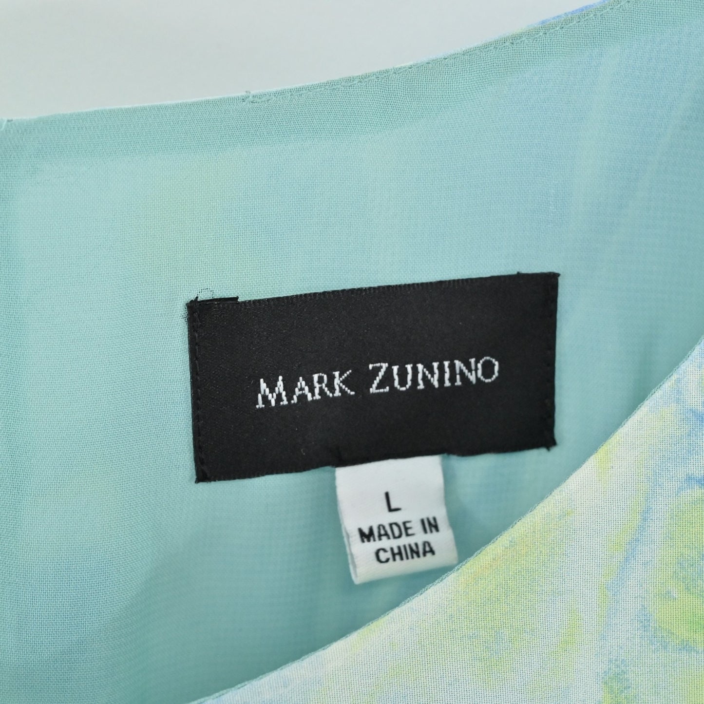 Mark Zunino Womens Chiffon Tunic Top Size L Green Forrest Slit Art Lined Blouse