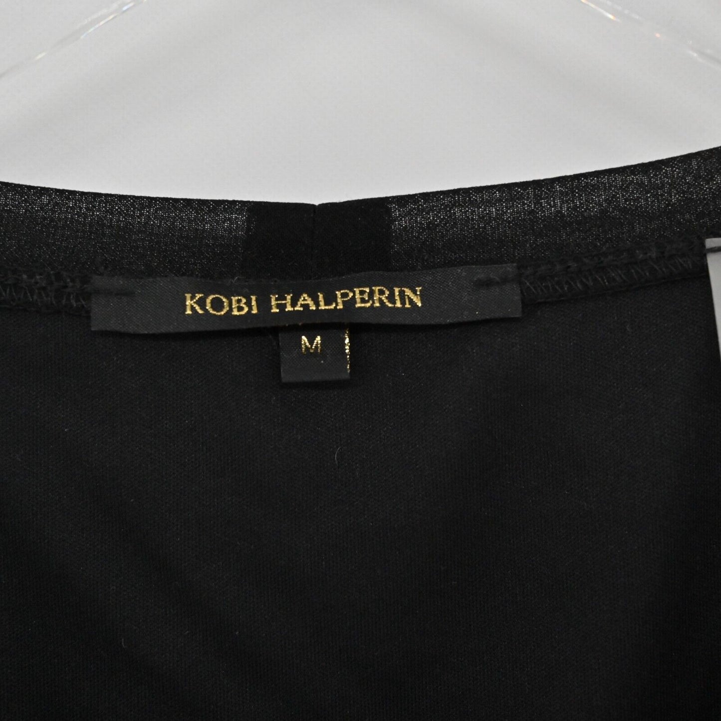 KOBI HALPERIN Top Womens Size M Sariyah Shirred Sleeveless Black Stretch Ruffled