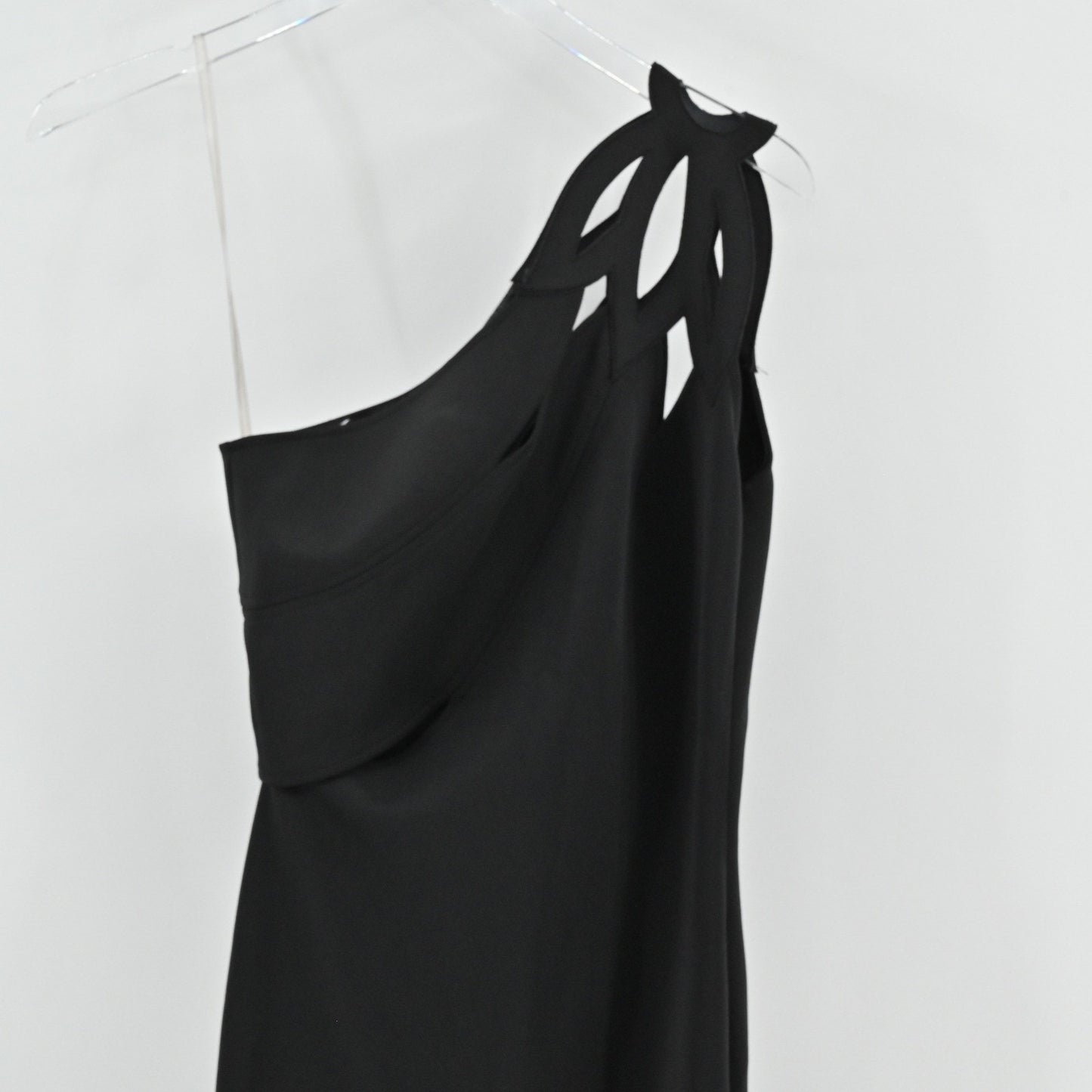 Eva Mejl Mermaid Dress Sz XS Black Formal Gown One Shoulder Cutout Evening Sexy