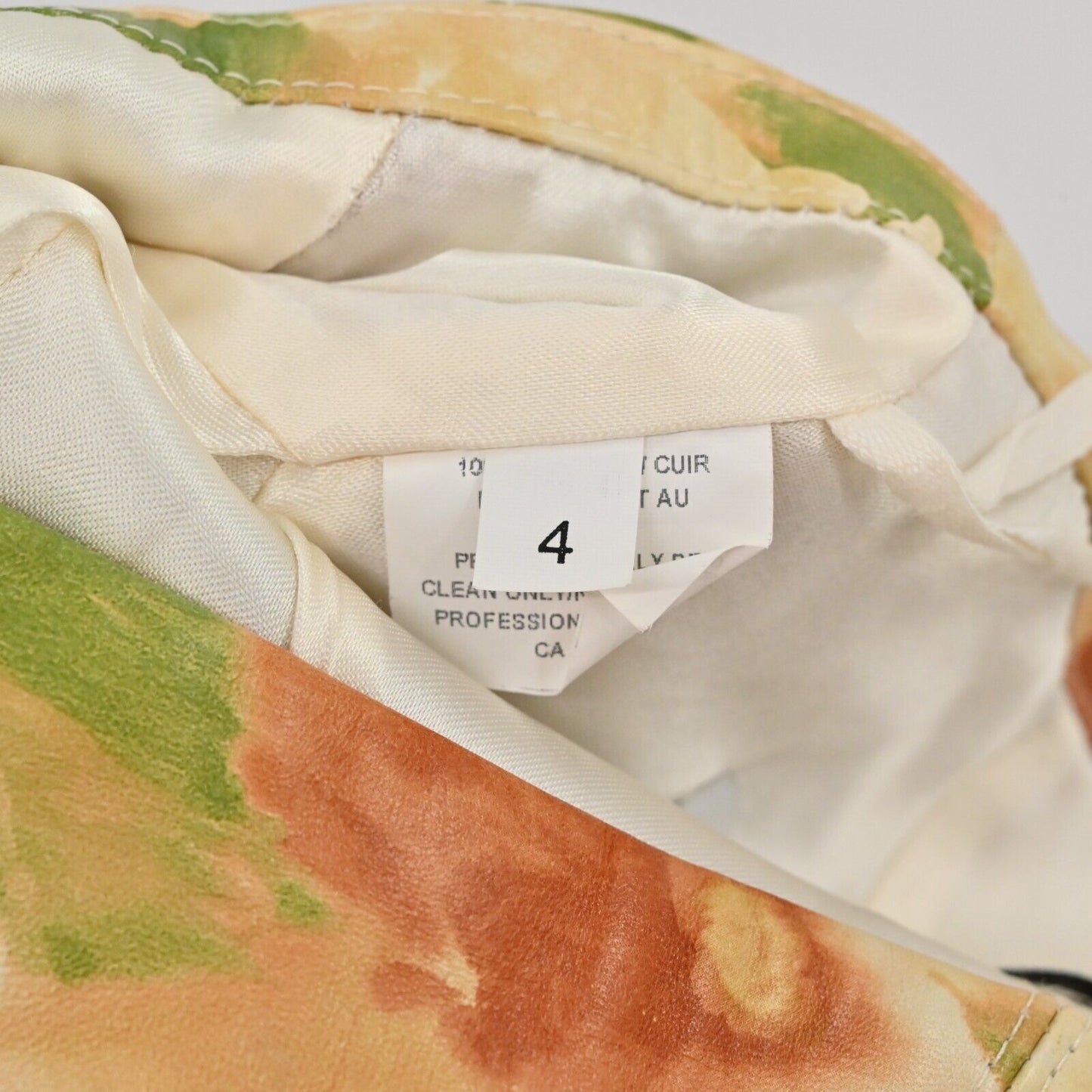 IZZY CAMILLERI Skirt Womens Sz 4 Leather Floral Print Lace Lined Retro Capsule