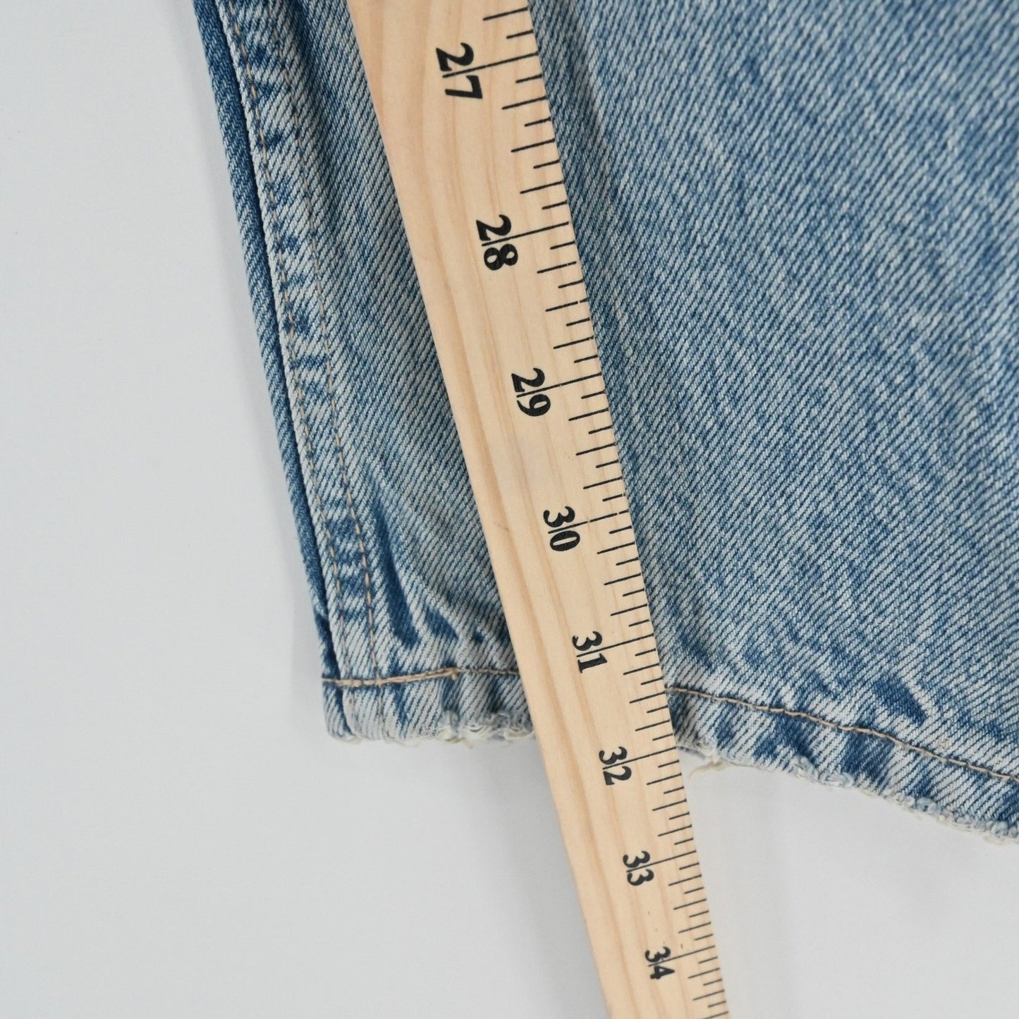ZARA Womens Button Fly Jeans Size 4 Straight Leg Light Wash Distressed Mid Rise