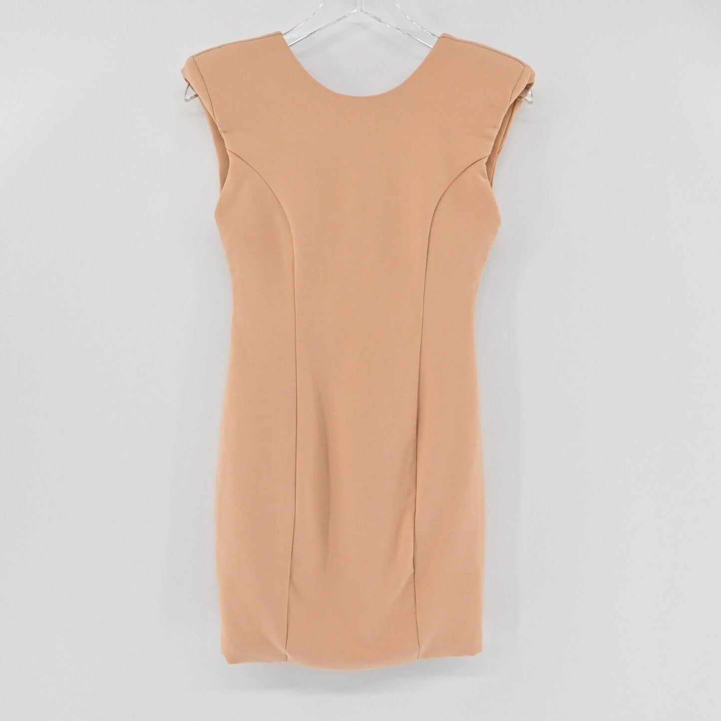 AQUA BY AQUA Dress Womens Size 8 Parnassus Woven Mini Nude Padded Shoulders