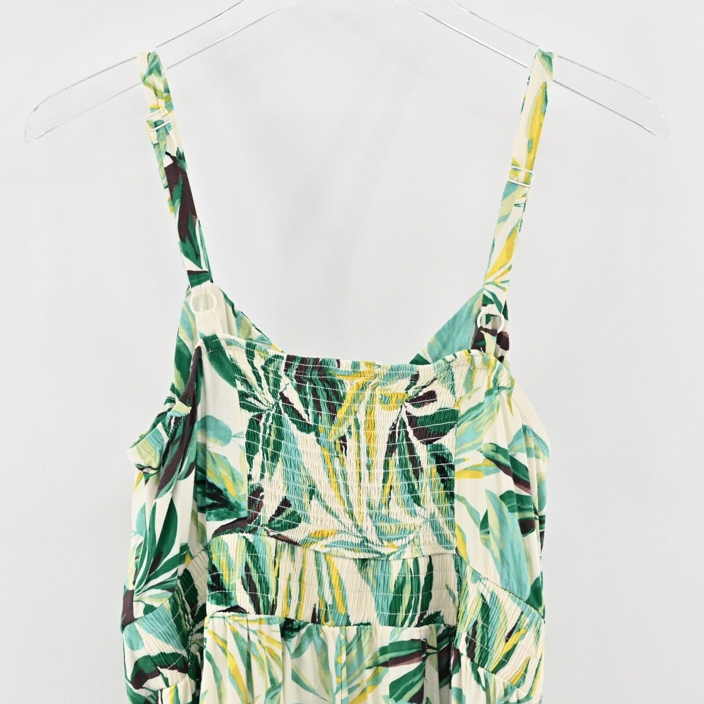 TORRID Romper Womens Size L Tropical Print Spaghetti Strap V Neck Ruffle Challis