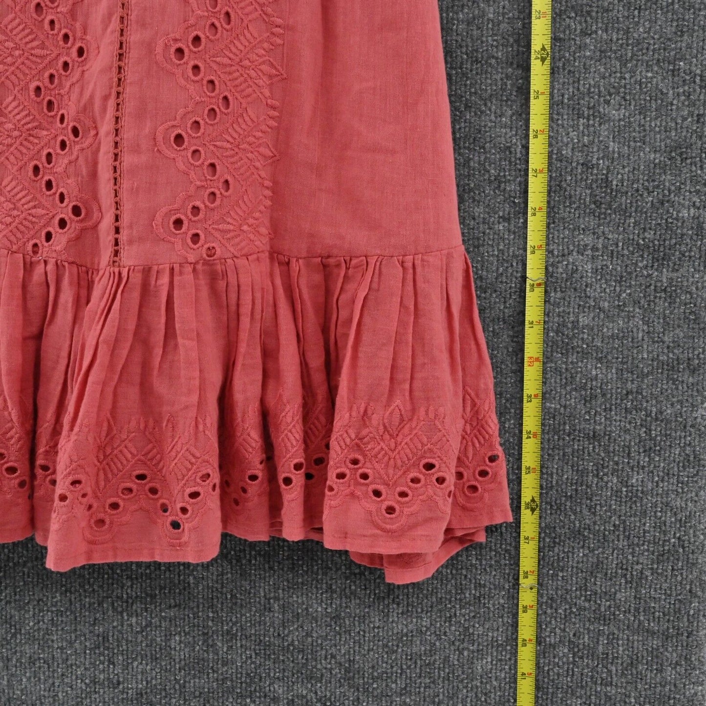 HOUSE OF HARLOW Dress Womens Size XS Coral Embroidered Eyelet Ruffle Tank Cotton