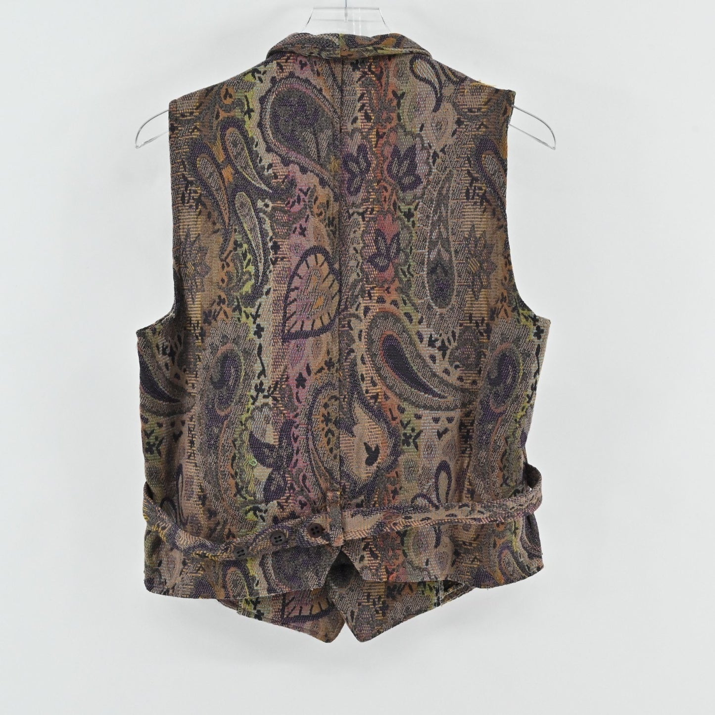 Vtg Womens Floral Tapestry Vest Womens Size L Paisley Waistcoat Academia Preppy