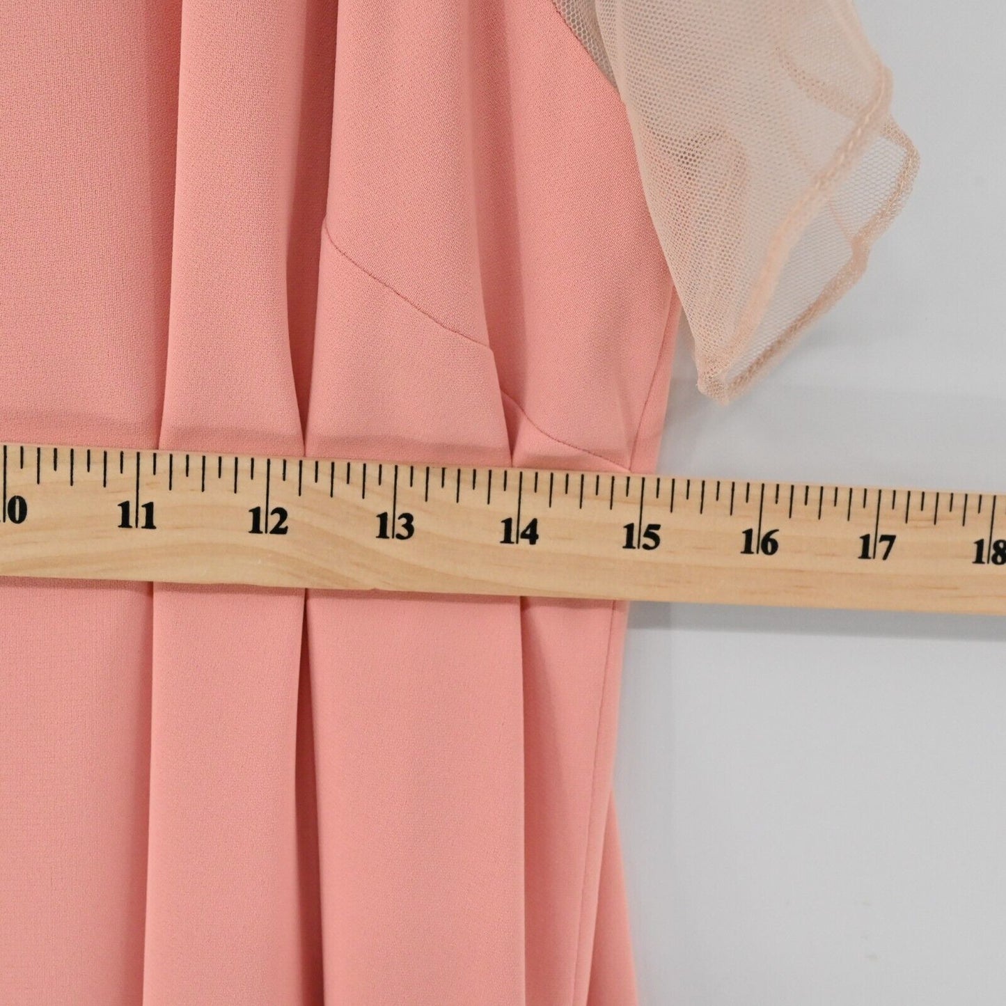 AIDAN MATTOX Dress Womens Size 14 Flutter Sleeve Embellished Beaded Sheath Peach