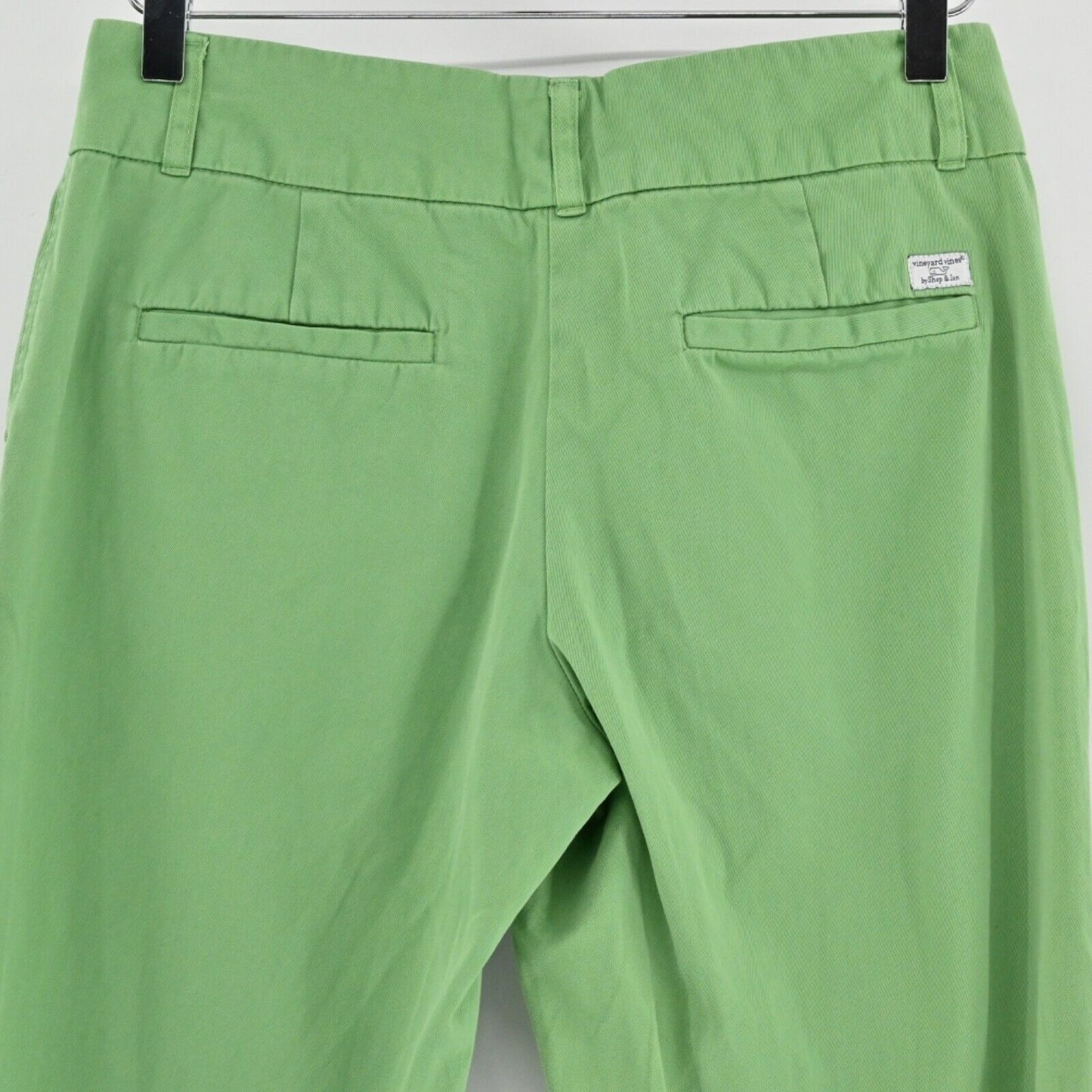 VINEYARD VINES Chino Pants Womens Size 2 Green 100% Cotton Low Rise Flare Preppy