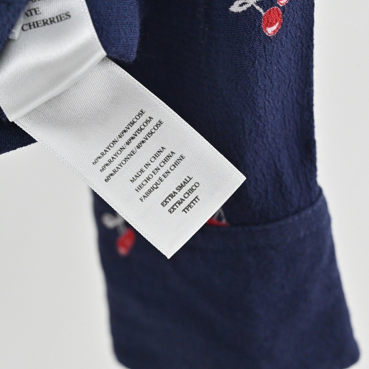 Rails Womens Kate Top Size XS Cherry Print Preppy Button Navy Blue Long Sleeve