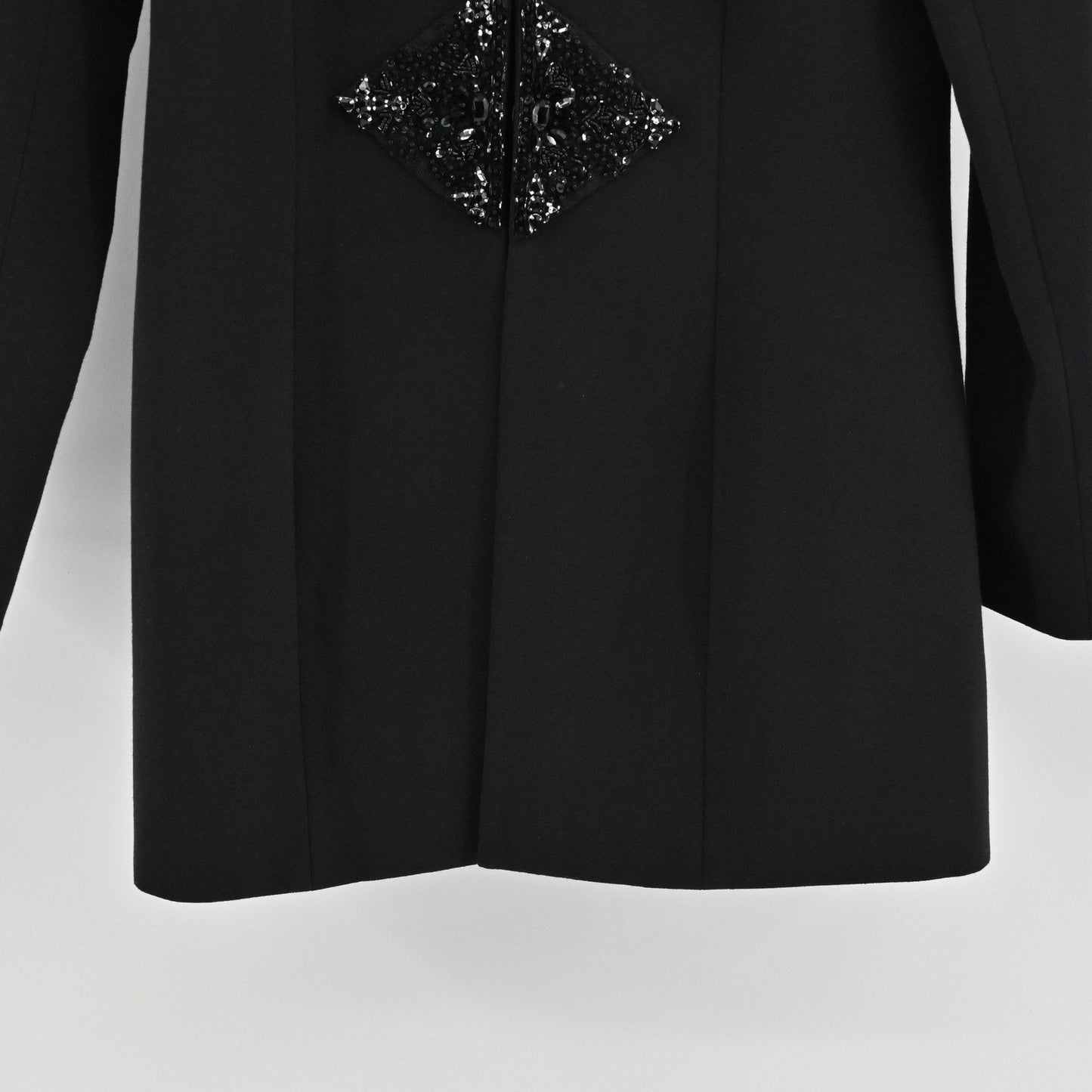 Badgley Mischka Beaded Jacket Size 6 Black Embellished Elegant Quiet Luxury Chic