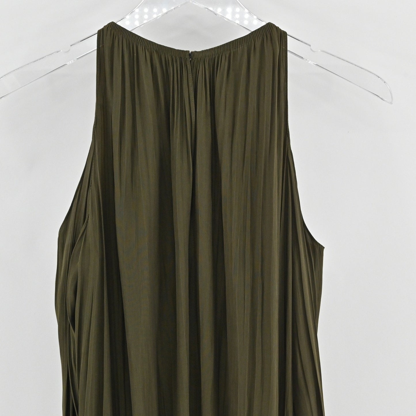 Ramy Brook Lauren Cold Shoulder Dress XXS Olive Green Pleated Earthy Ethereal