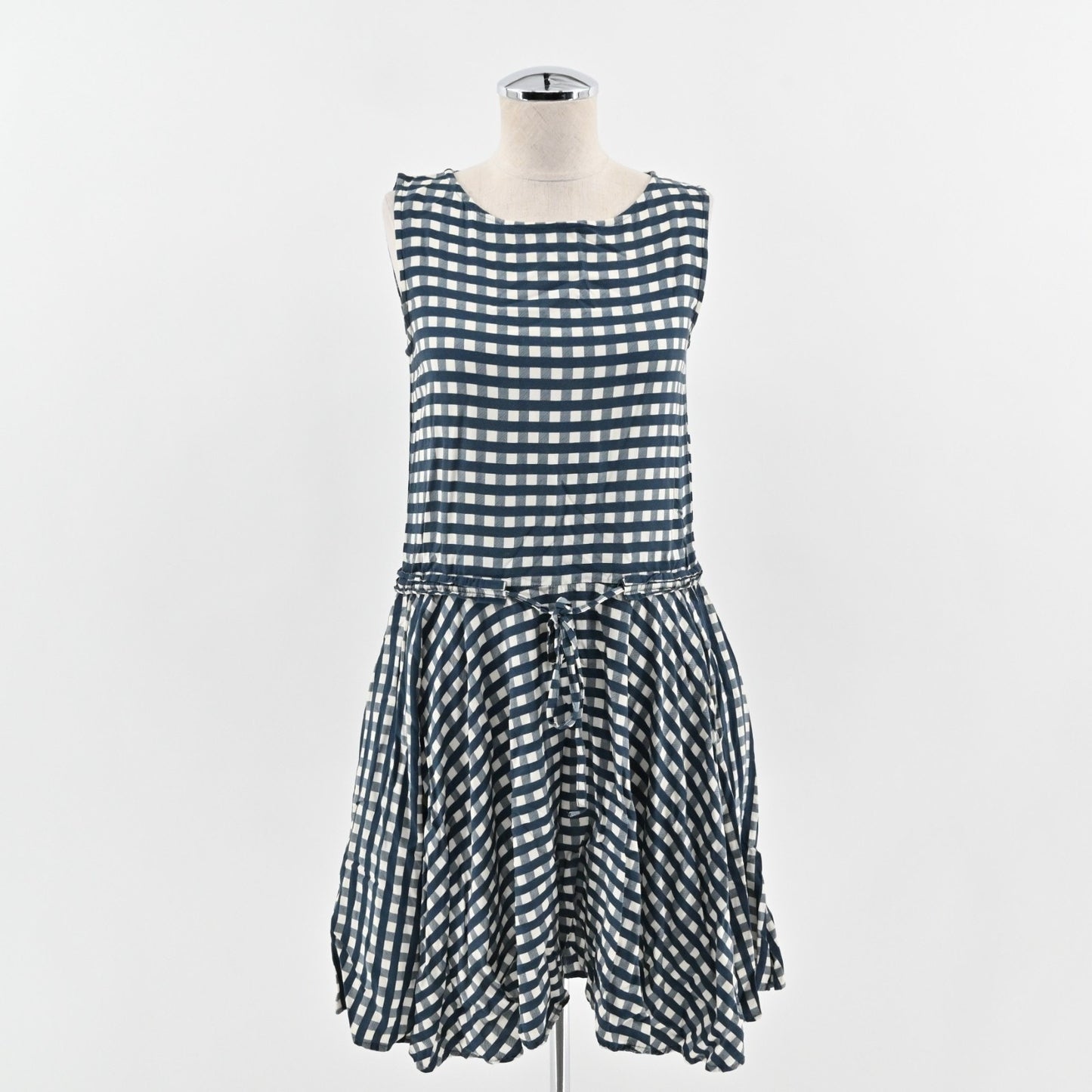 VINEYARD VINES Womens Gingham Moonshine Dress Size XS Navy Blue Tie Sleeveless