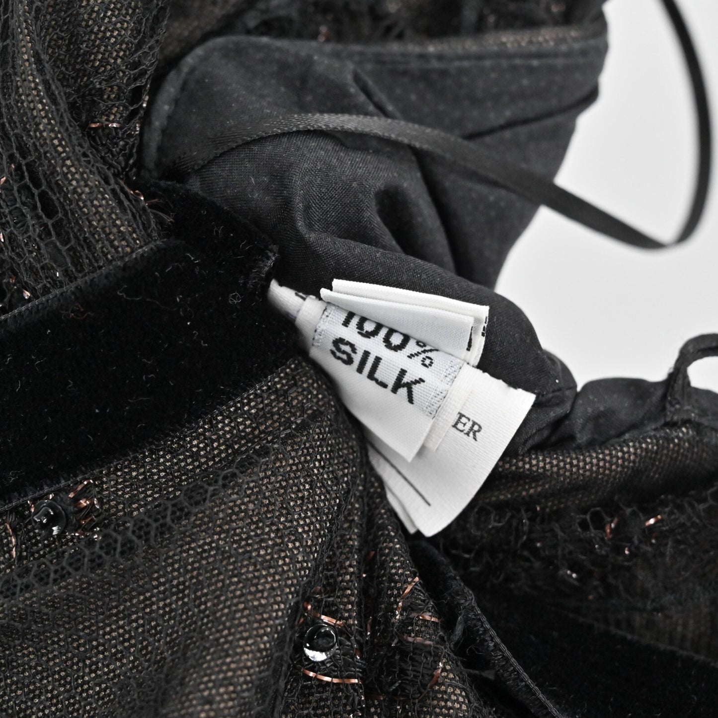 Vtg Black Gown Dress Size S Silk Whimsigoth Sequin Beaded Fairygoth Strapless