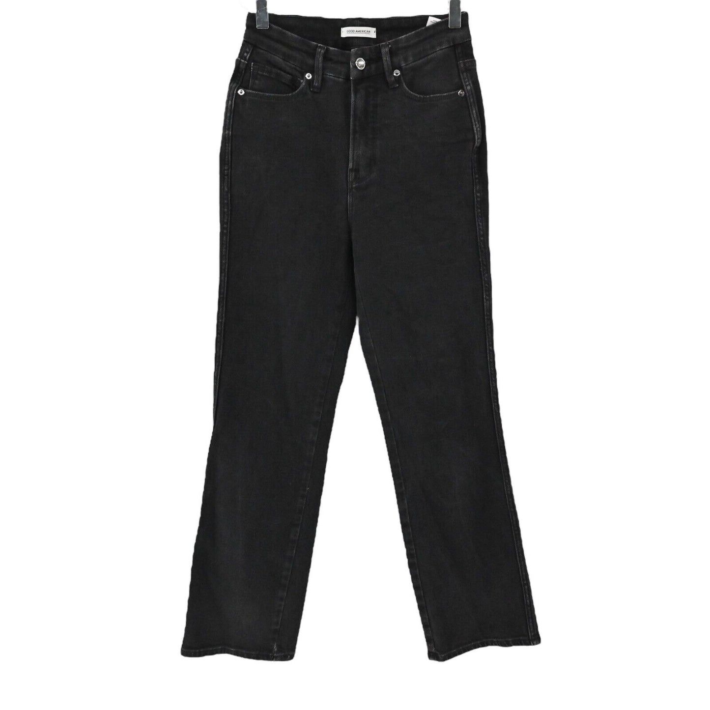 GOOD AMERICAN Jeans Womens Size 26 Good Curve Straight Leg Black Denim Classic