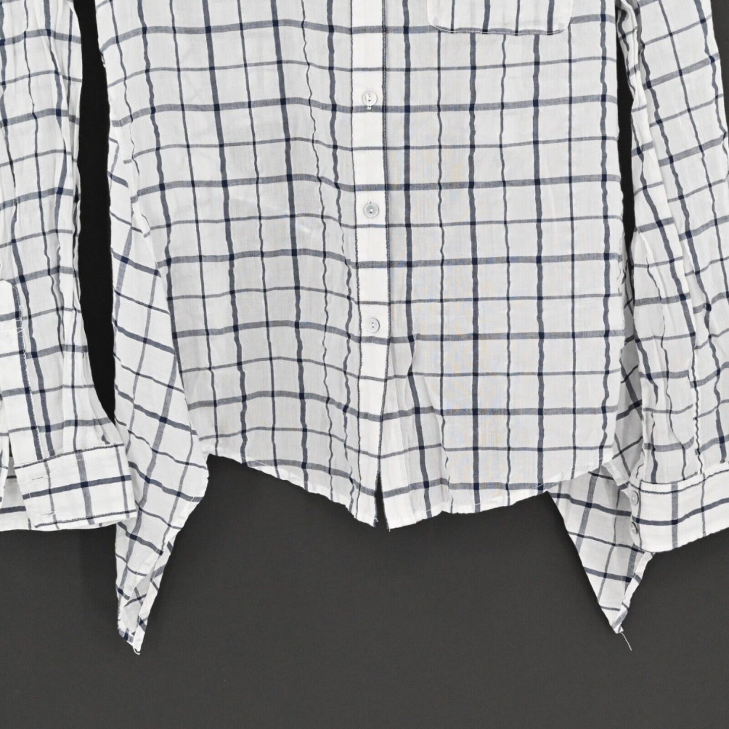 ELIZABETH JAMES Top Womens Sz XS Thatcher Button Down Shirt White Plaid Tie Back