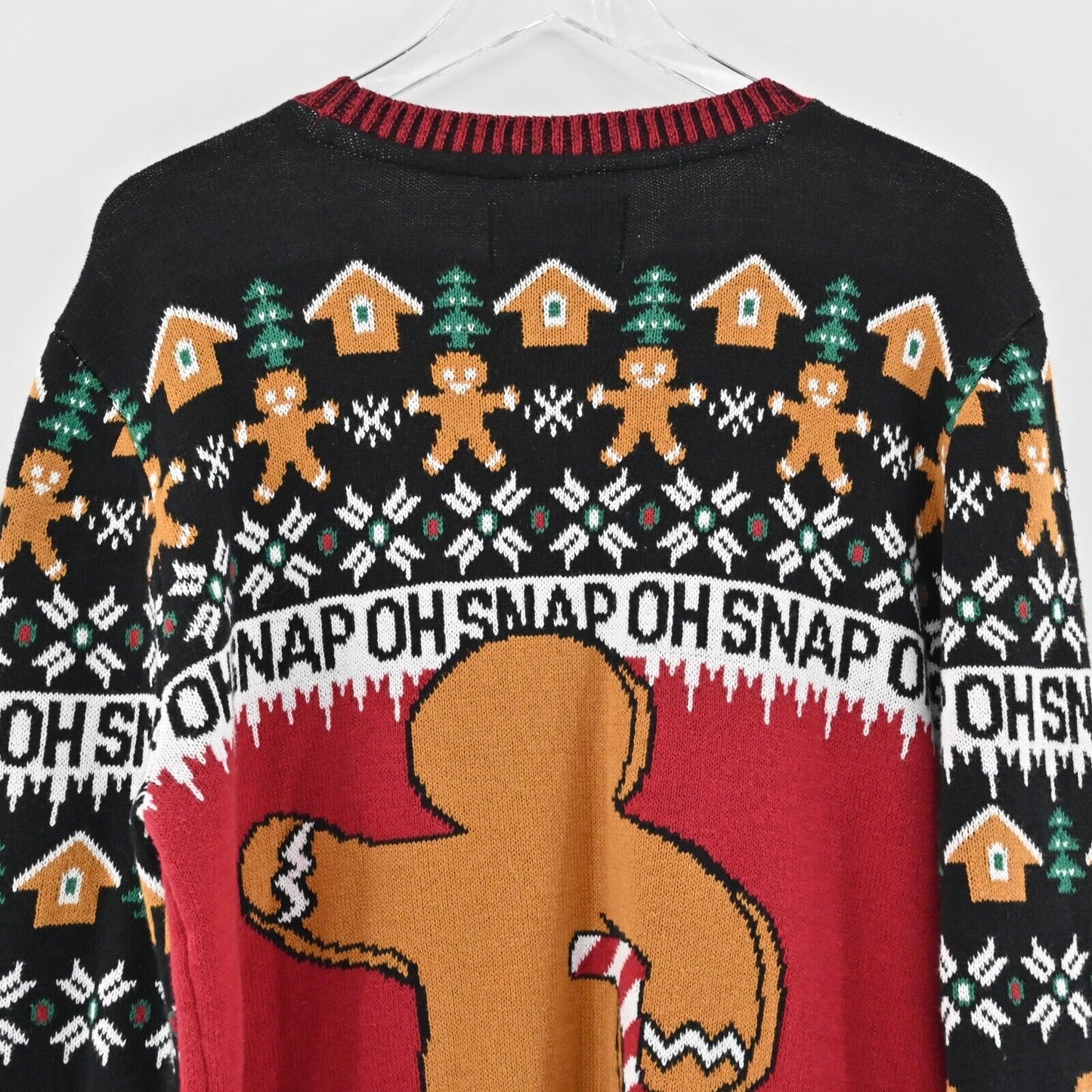 UGLY CHRIATMAS SWEATER Mens Size XL Gingerbread Man Oh Snap Candy Cane Crutch