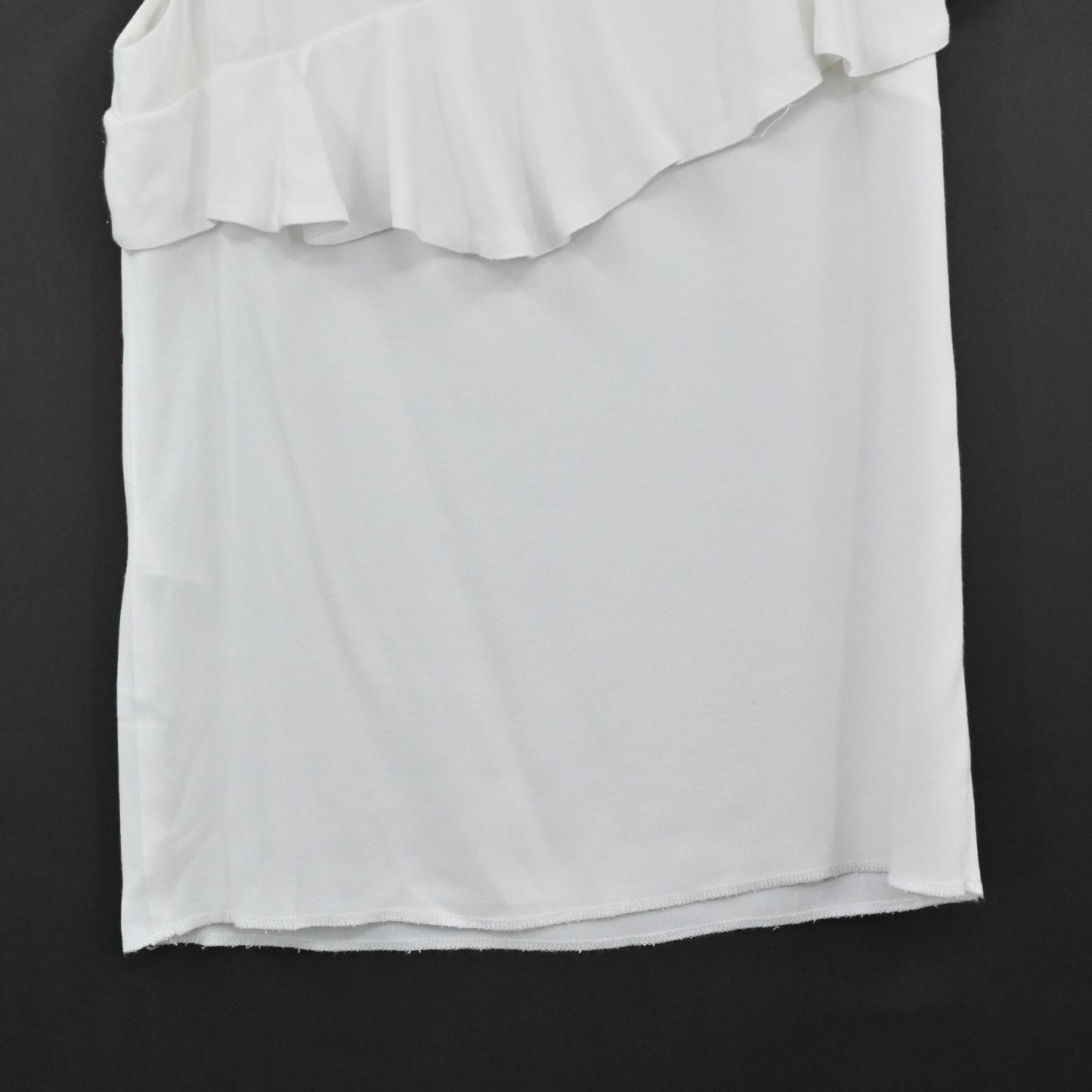 MAJE Womens Lorena White Ruffle Top Size S Sleeveless Coquette Black Buttons