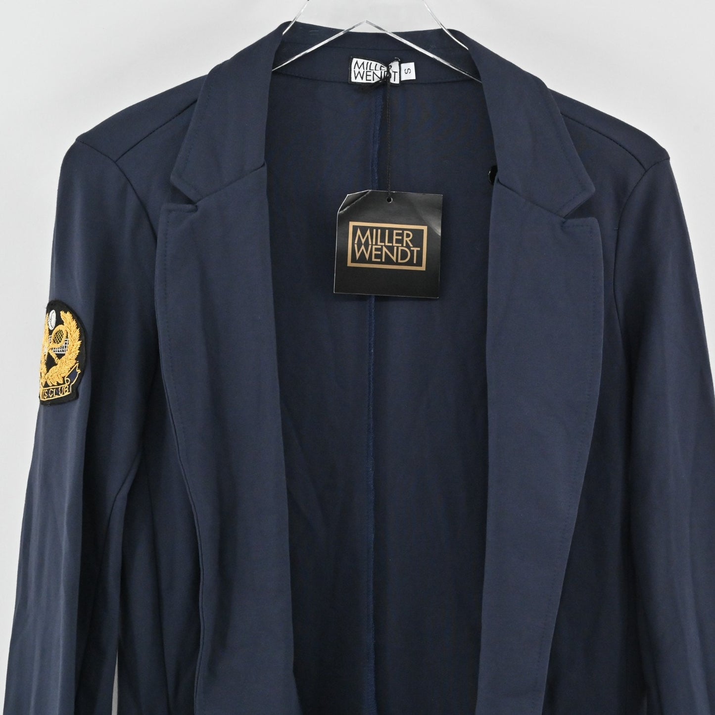 Miller Wendt Womens Navy Carter Blazer Size S Tennis Club Patch Jacket NEW