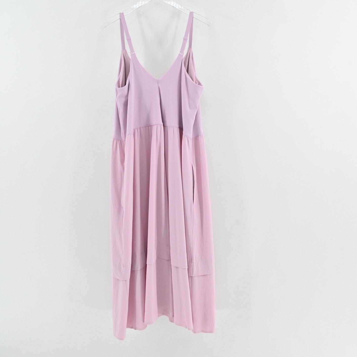 Athleta Elation Hybrid Midi Dress Size 2X Pink Spaghetti Strap Pocket Athleisure