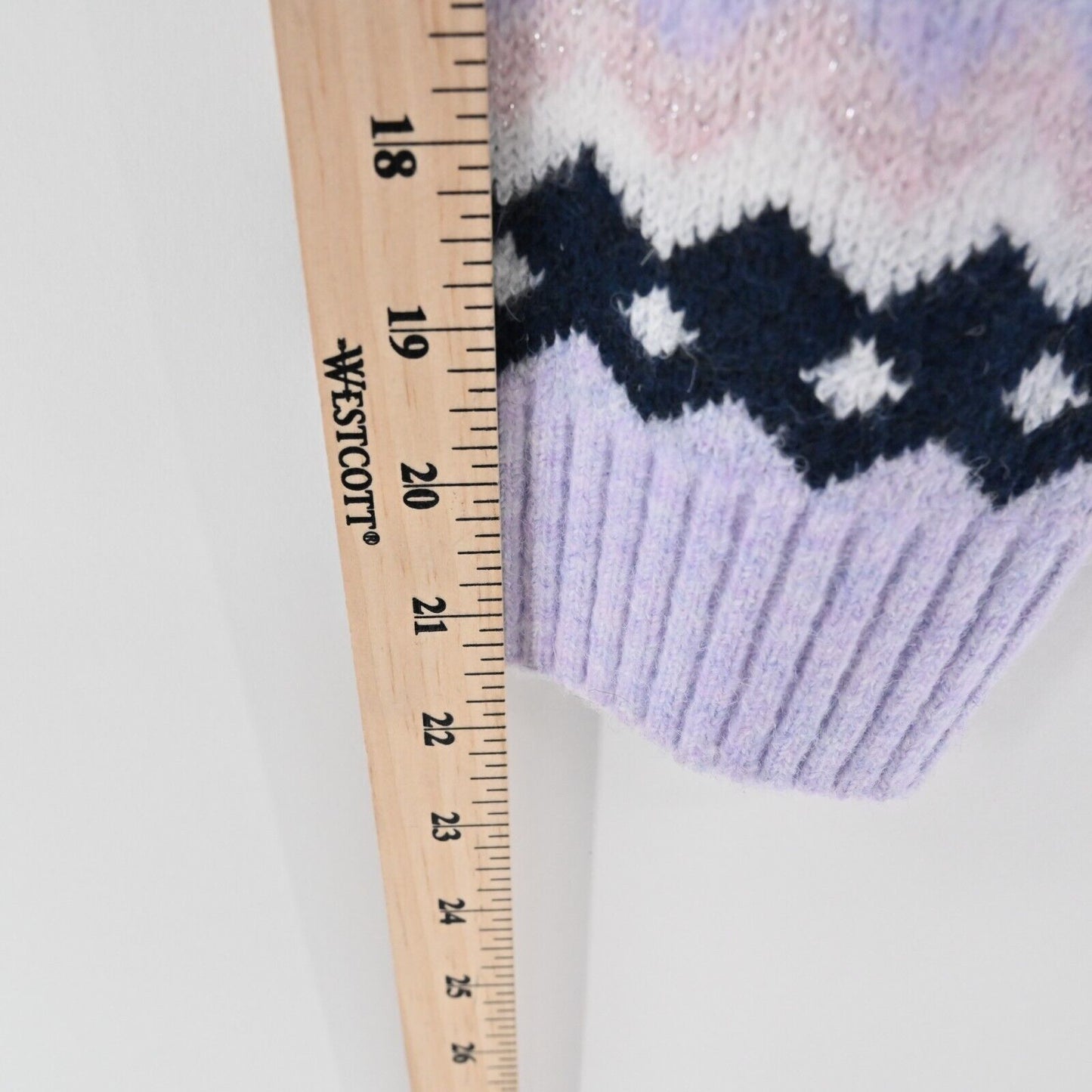525 AMERICA Sweater Womens Size XL Lurex Fair Isle Soft Knit Lavender Ski Lodge
