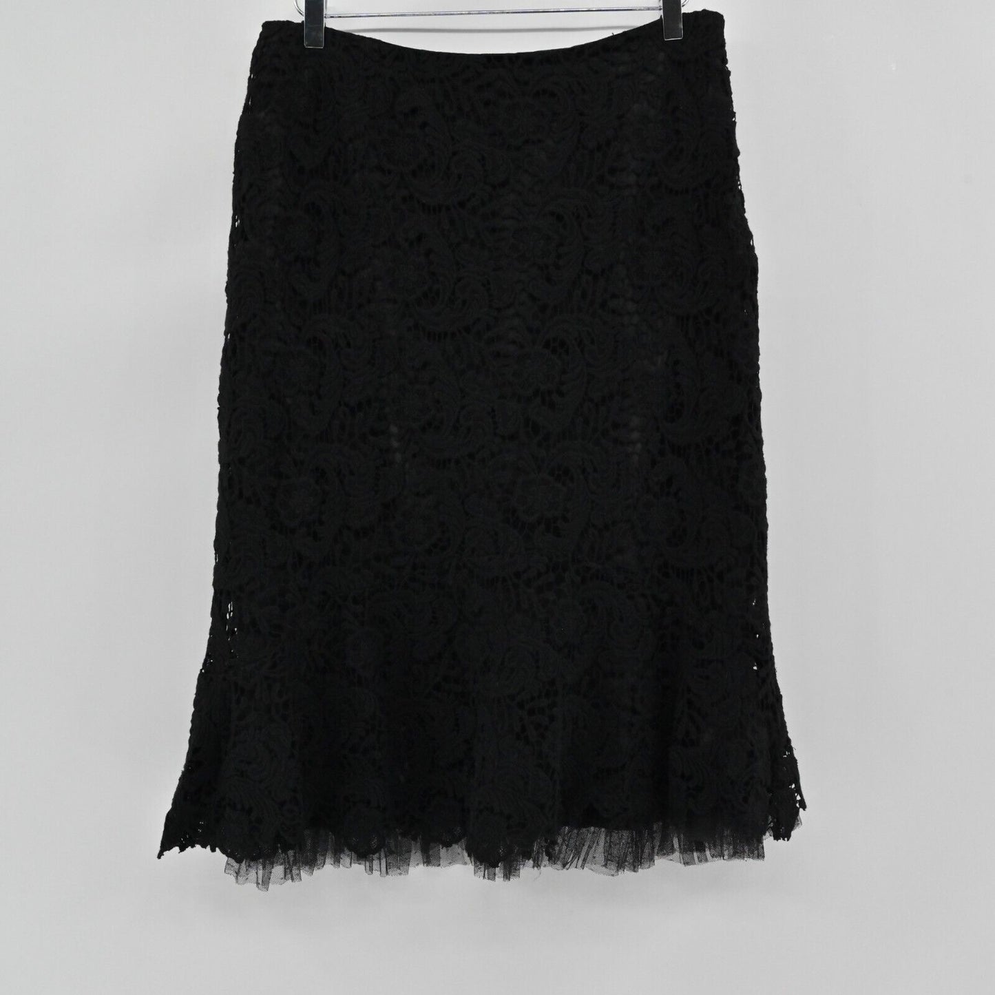 PERUVIAN CONNECTION Skirt Womens Size 8 Black Floral Lace Tulle Knee Length