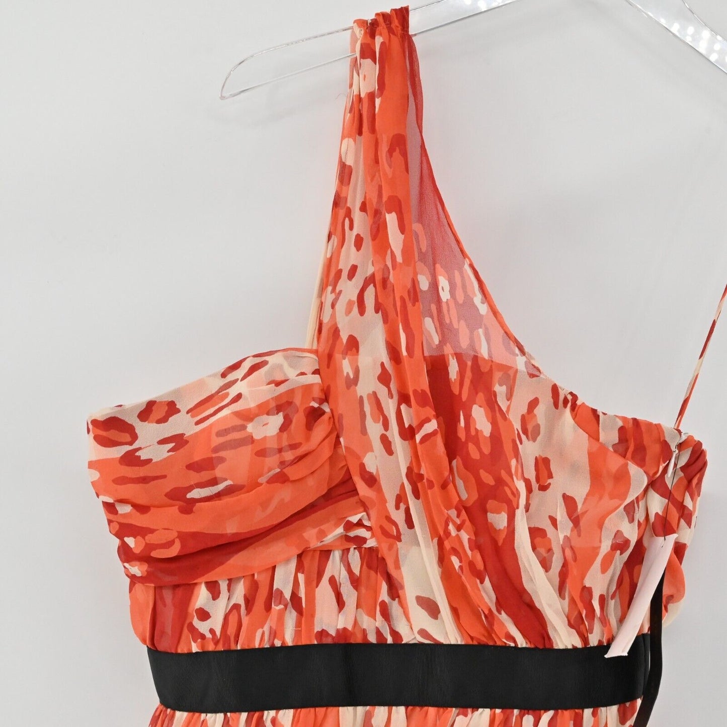 CYNTHIA STEFFE Dress Womens Sz 4 Silk One Shoulder Burnt Orange Printed Mini NEW