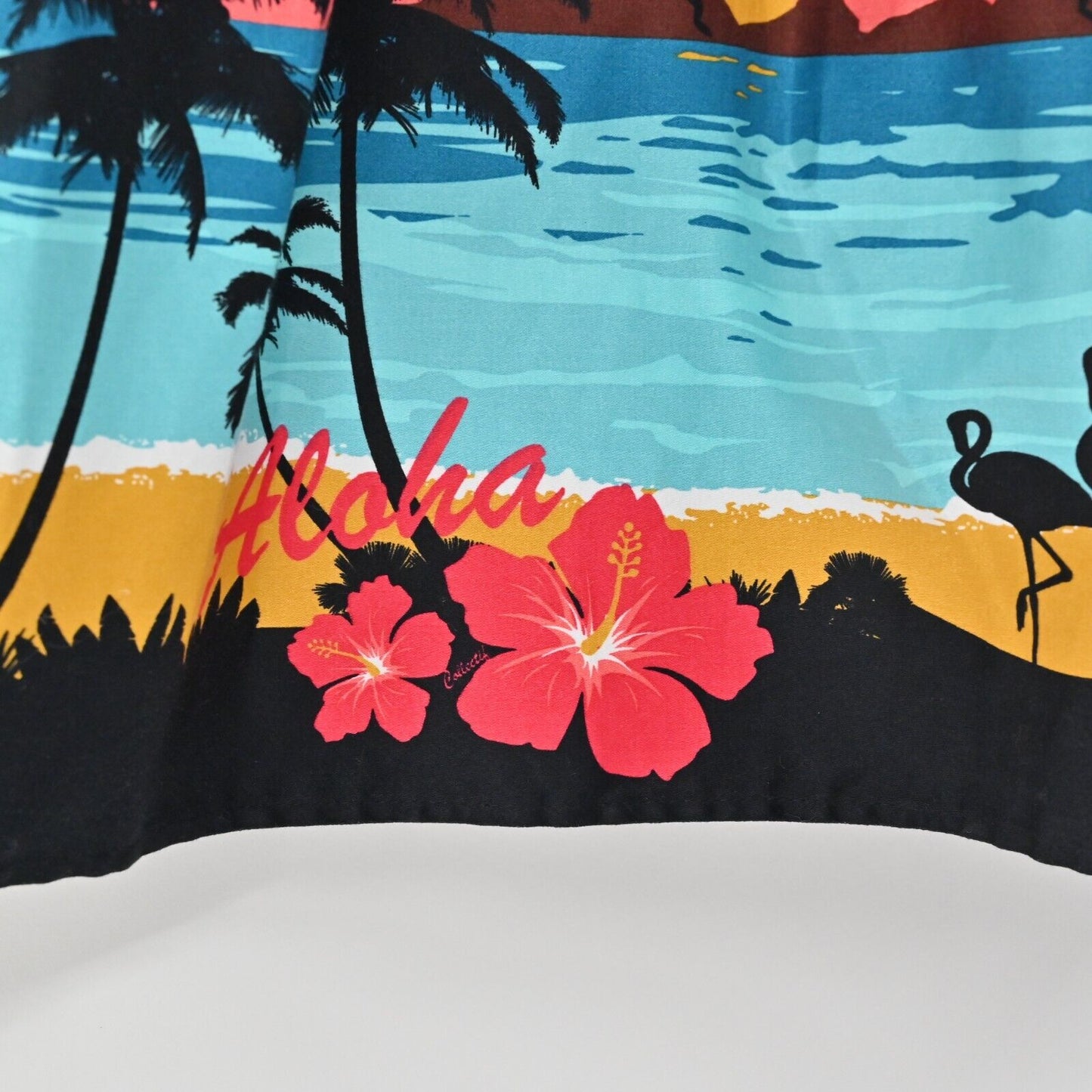 Collectif Skirt Sz M MARILU Tropical Island ALOHA Palm Flamingo SWING Rockabilly