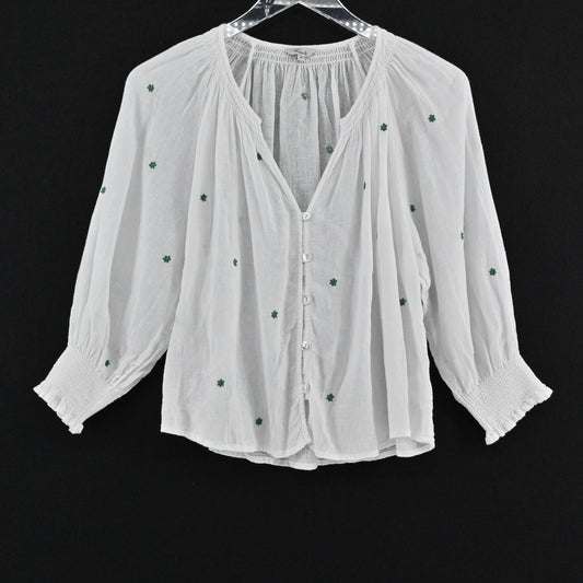 Rails Womens Mariah Embroidered Top Size XS Daisy Floral Linen Cottage Peasant