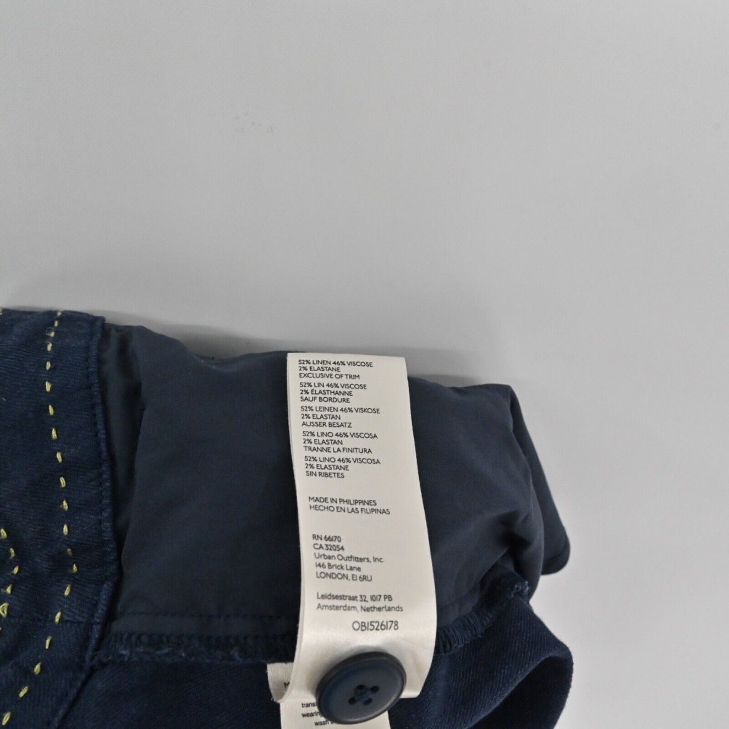 ANTHROPOLOGIE Pants Womens Size 4 Navy Blue Linen Blend Low Rise Flare Wide Leg