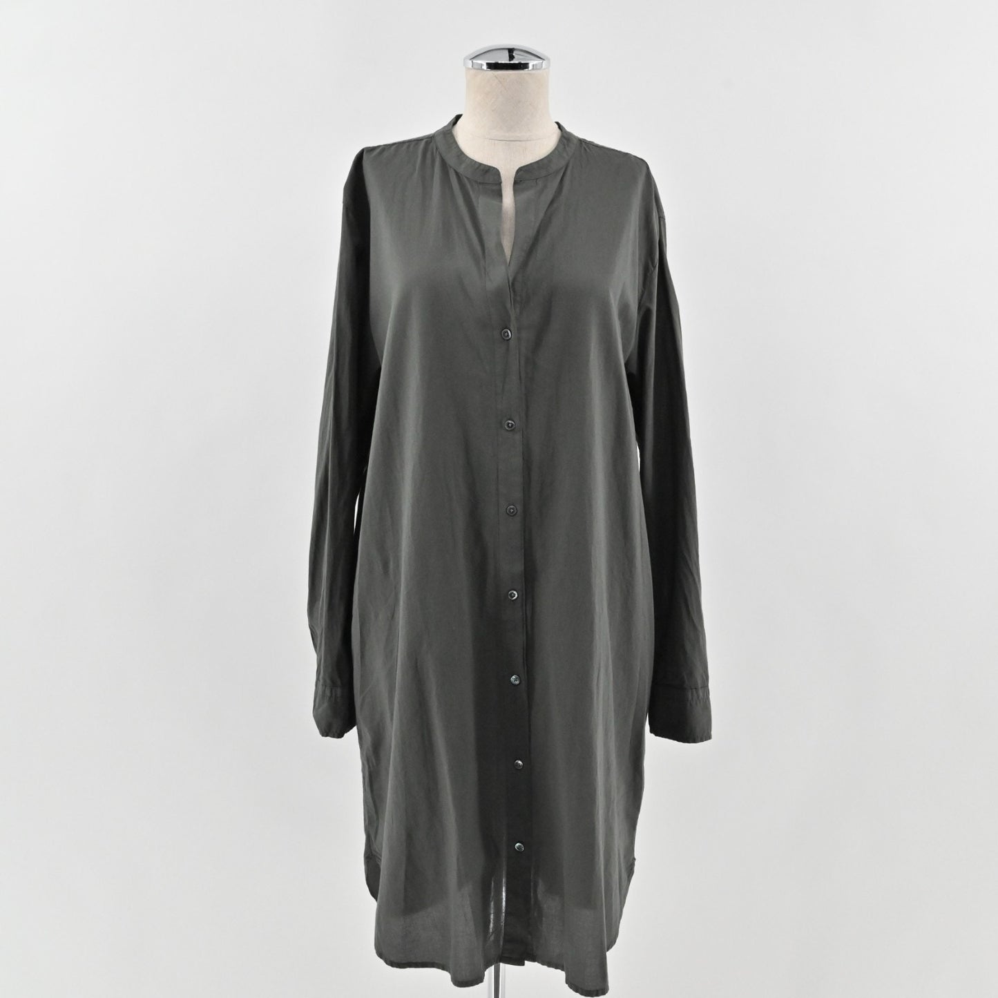 James Perse Gray Shirt Dress Size L Long Sleeve Mandarin Collar Button Lagenlook