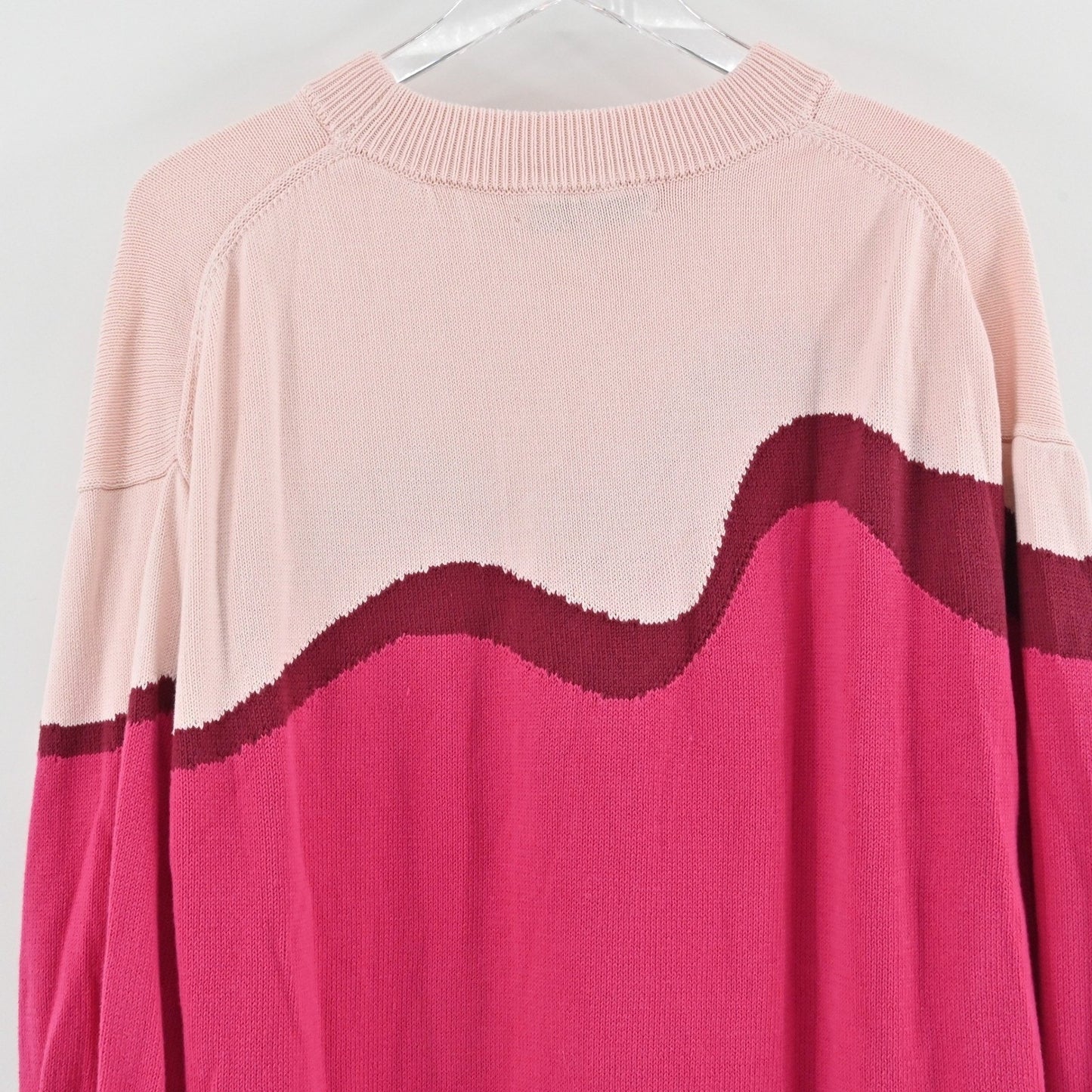Tuckernuck Womens Pink Jersey Stripe Sweater Size M Wave Knit Pullover Cotton