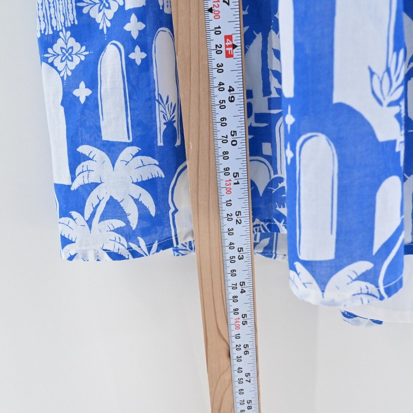 SUGARLIPS Dress Sz S Nala Maxi Blue Tropical Print Cotton Ruffle Flutter Sleeve