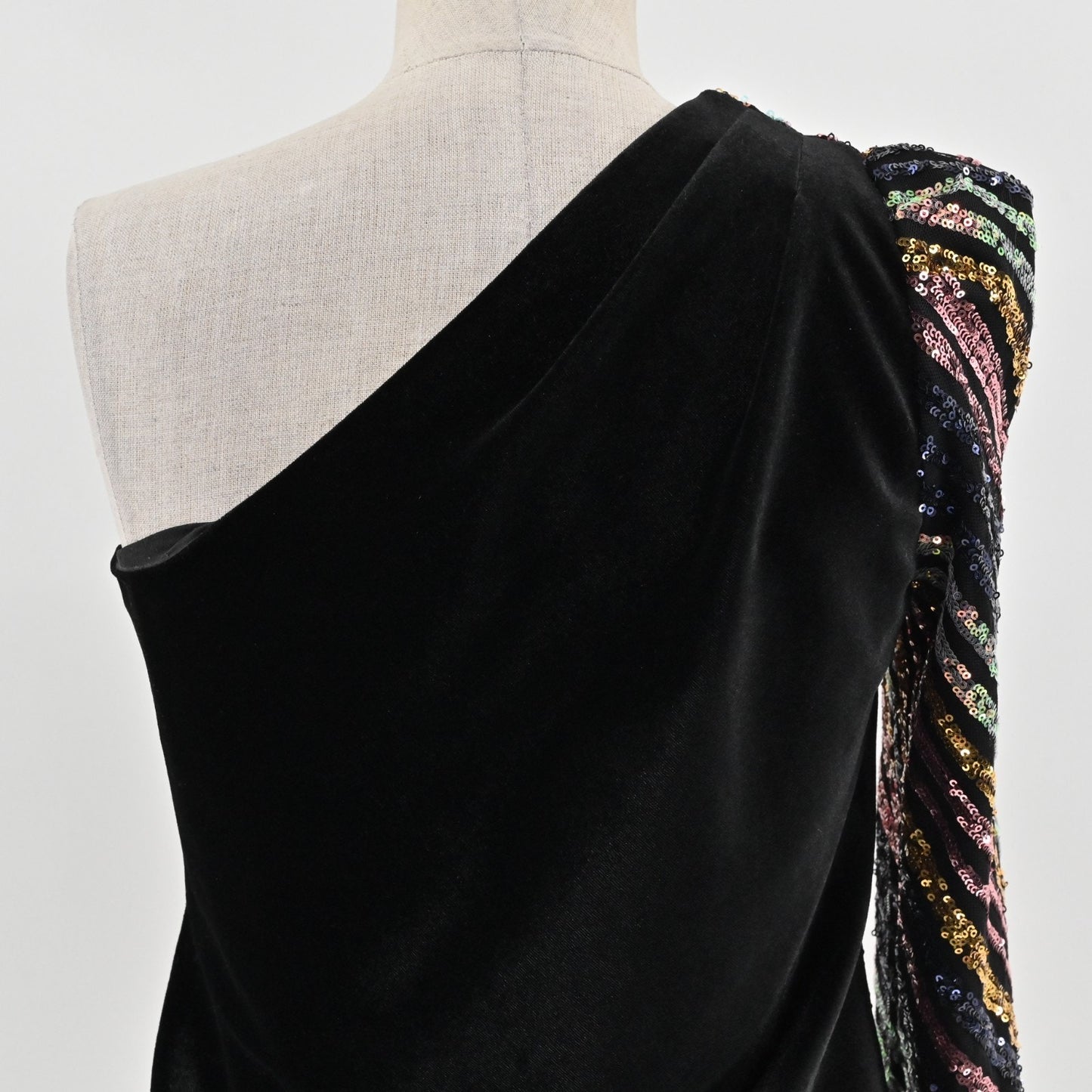 Self Portrait Womens Sequin One Shoulder Top Sz 2 Stripe Asymmetric Blouse