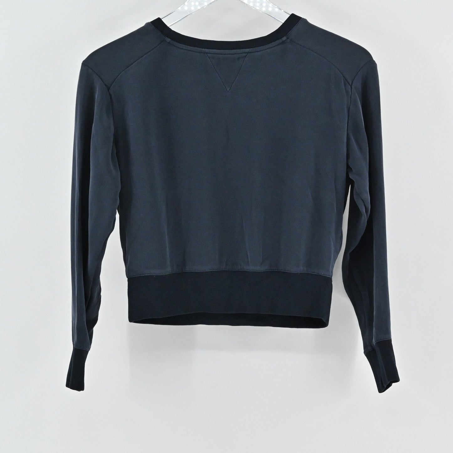 Theyskens Theory Womens Silk Top Size 0 Navy Minimalist Long Sleeve Pullover