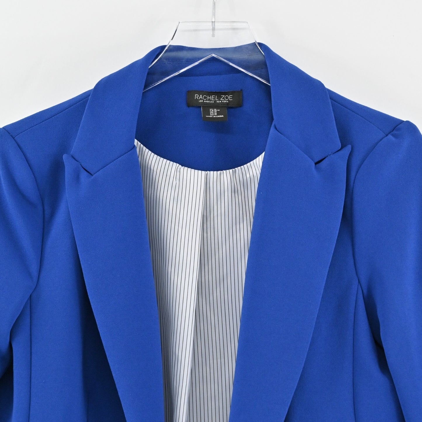 RACHEL ZOE Blue Blazer Womens Size M Crepe Quarter Ruched Sleeve Career Jacket