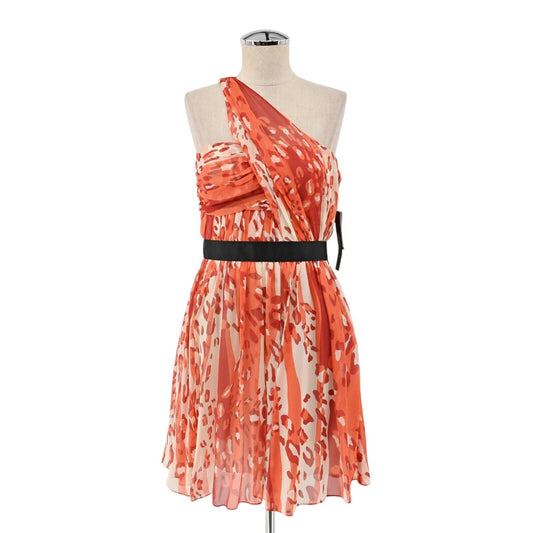 CYNTHIA STEFFE Dress Womens Sz 4 Silk One Shoulder Burnt Orange Printed Mini NEW