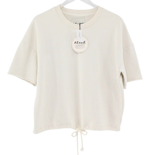 AMERICAN EAGLE Sweatshirt Womens Sz XS Ivory Cotton Blend Drawstring Waist NEW