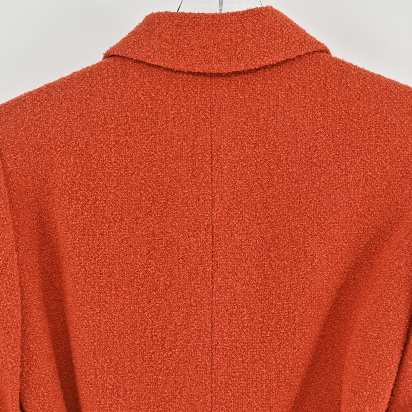 JONES NY Womens Wool Tweed Jacket Size 4 Red Orange Belted Button Retro Collared