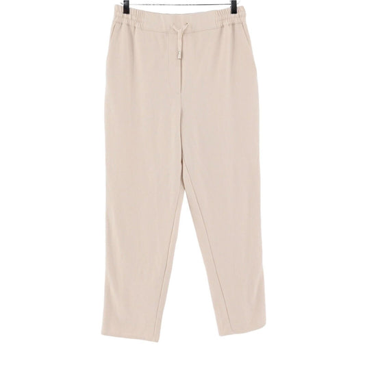 ZARA Pants Womens Sz Medium Ivory Pull On Drawstring Tapered Ankle High Waisted