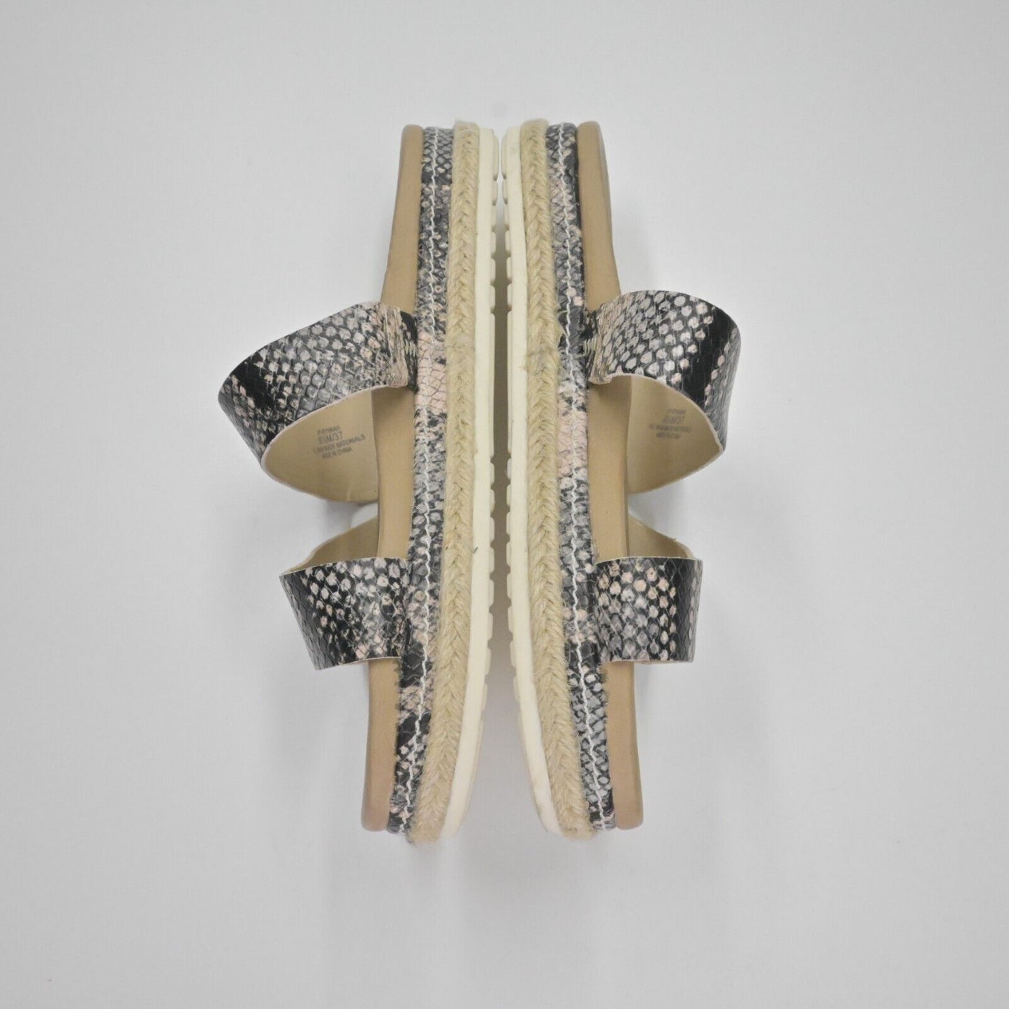 VINCE CAMUTO Sandals Womens Sz 6.5 Gray Snakeskin Print Rynnah Espadrille Slide