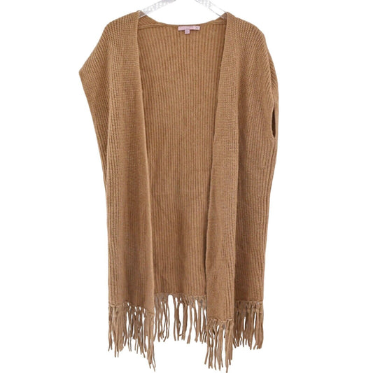 CALYPSO St Barth Knit Poncho Sz XS Wool Alpaca Rabbit Hair Ribbed Fringe Western