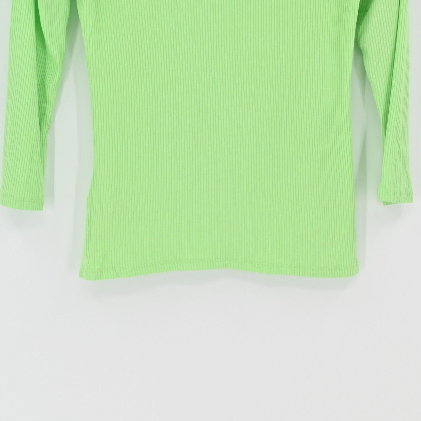 WHISTLES Top Womens Sz 6 Lime Green Fitted Ribbed Knit Square Neck Capsule NEW