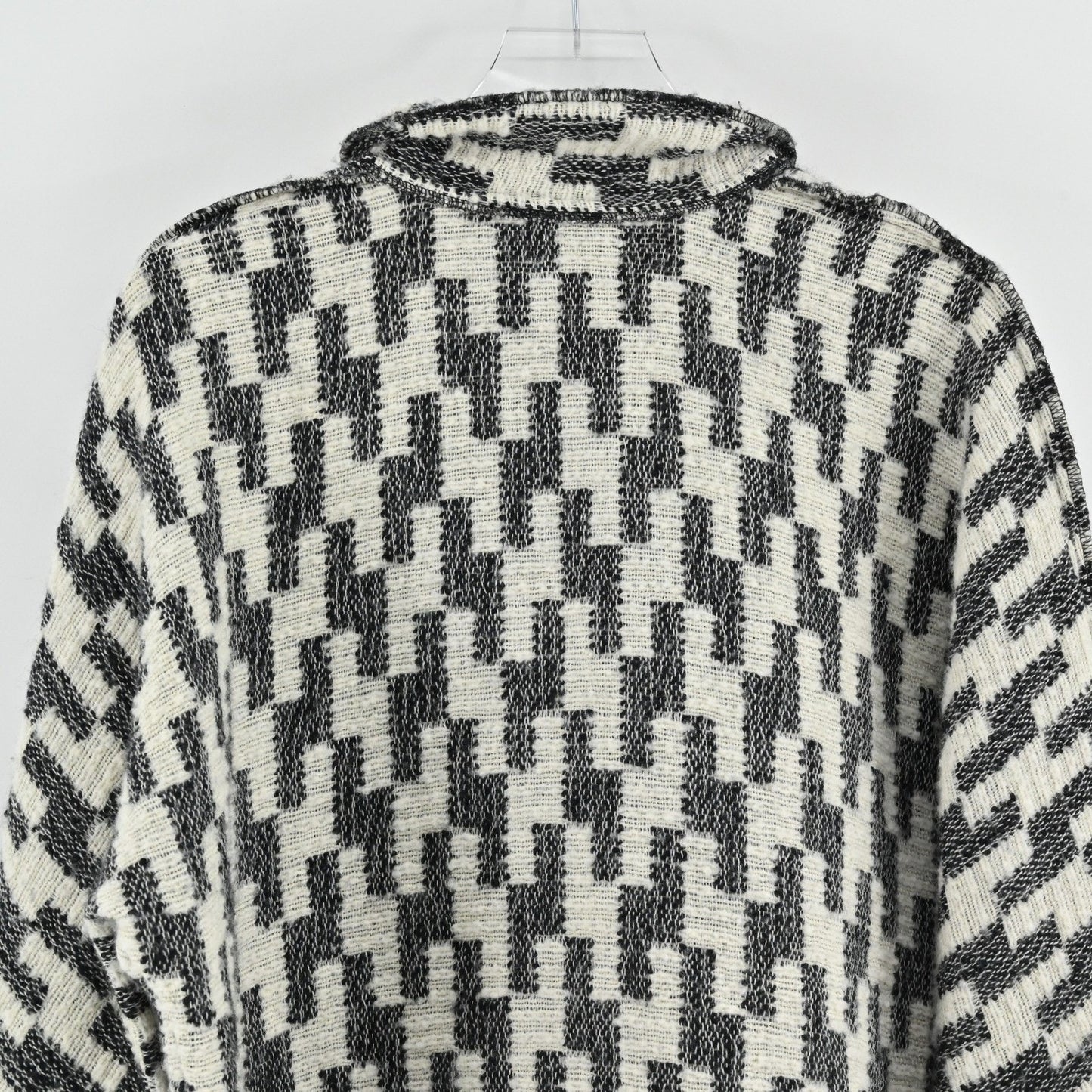 Vtg Tamotsu Womens Wool Oversized Cardigan One Size Geometric Pattern Pockets