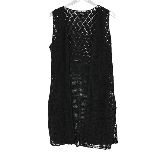 LARRY LEVINE Cardigan Sweater Womens Sz L Sleeveless Open Front Loose Knit Boho