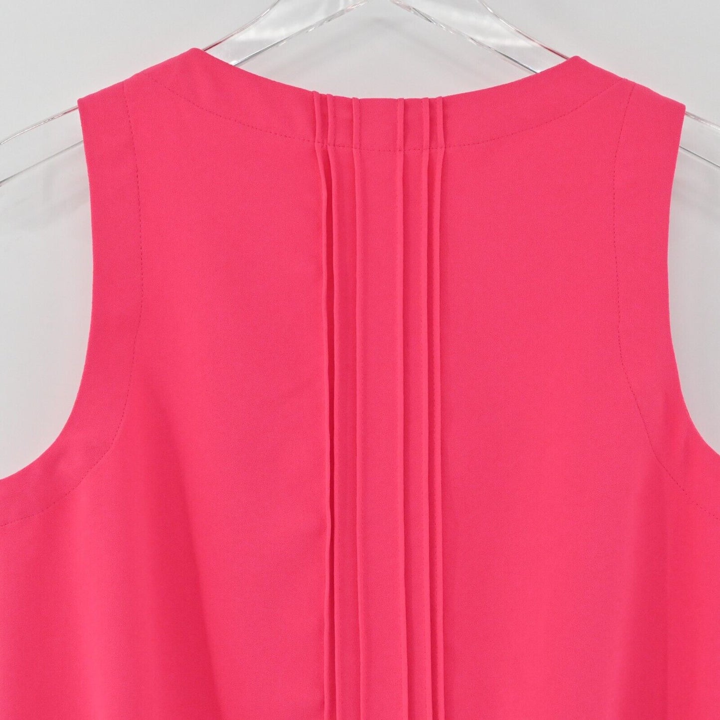 TRINA TURK Top Womens Size S Pleated Sleeveless Hot Pink Tie Front Tank Solid