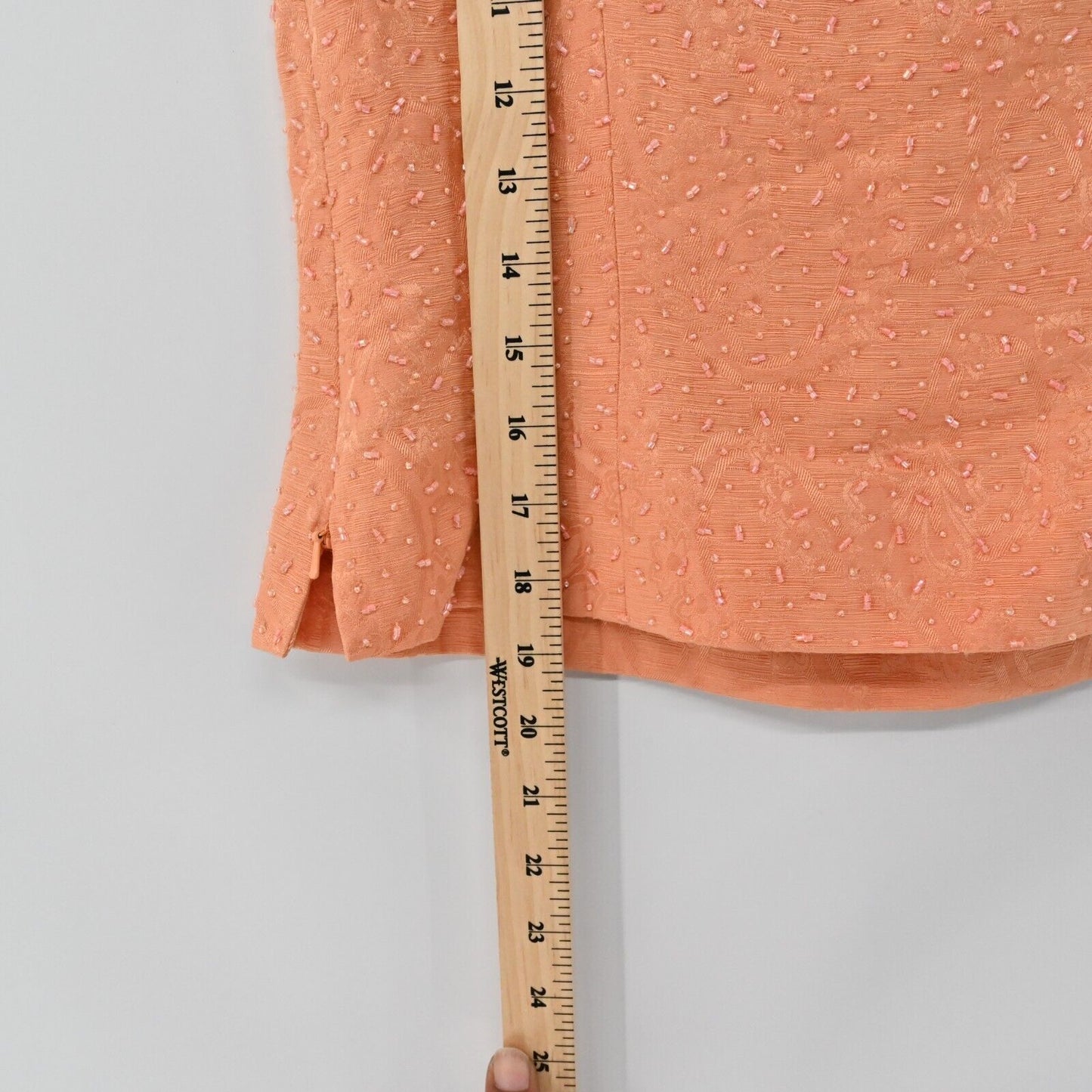 Vtg CARLISLE Set Womens Sz 4/6 Coral Beaded Square Tank Jacquard Straight Pants