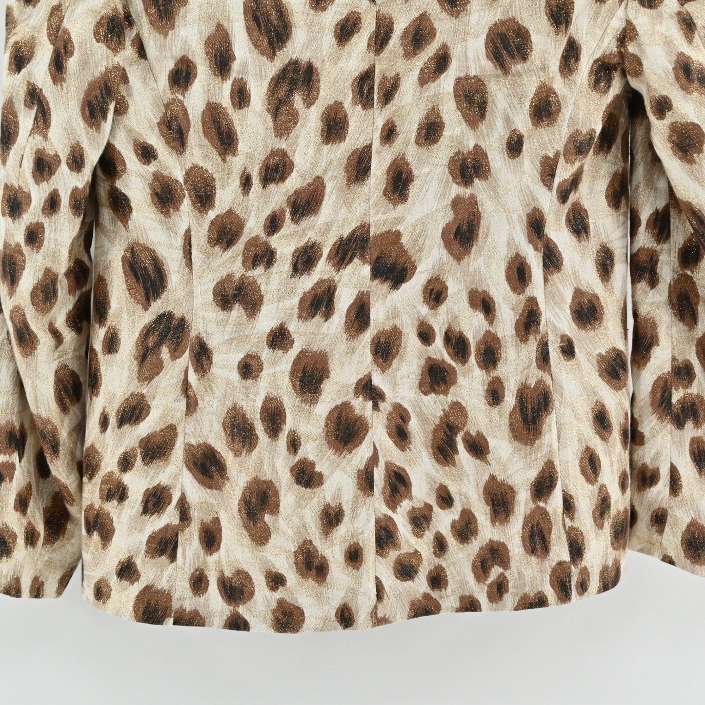 Vtg Escada Womens Blazer Size 36 Leopard Print Linen Gold Metallic Jacket Luxury