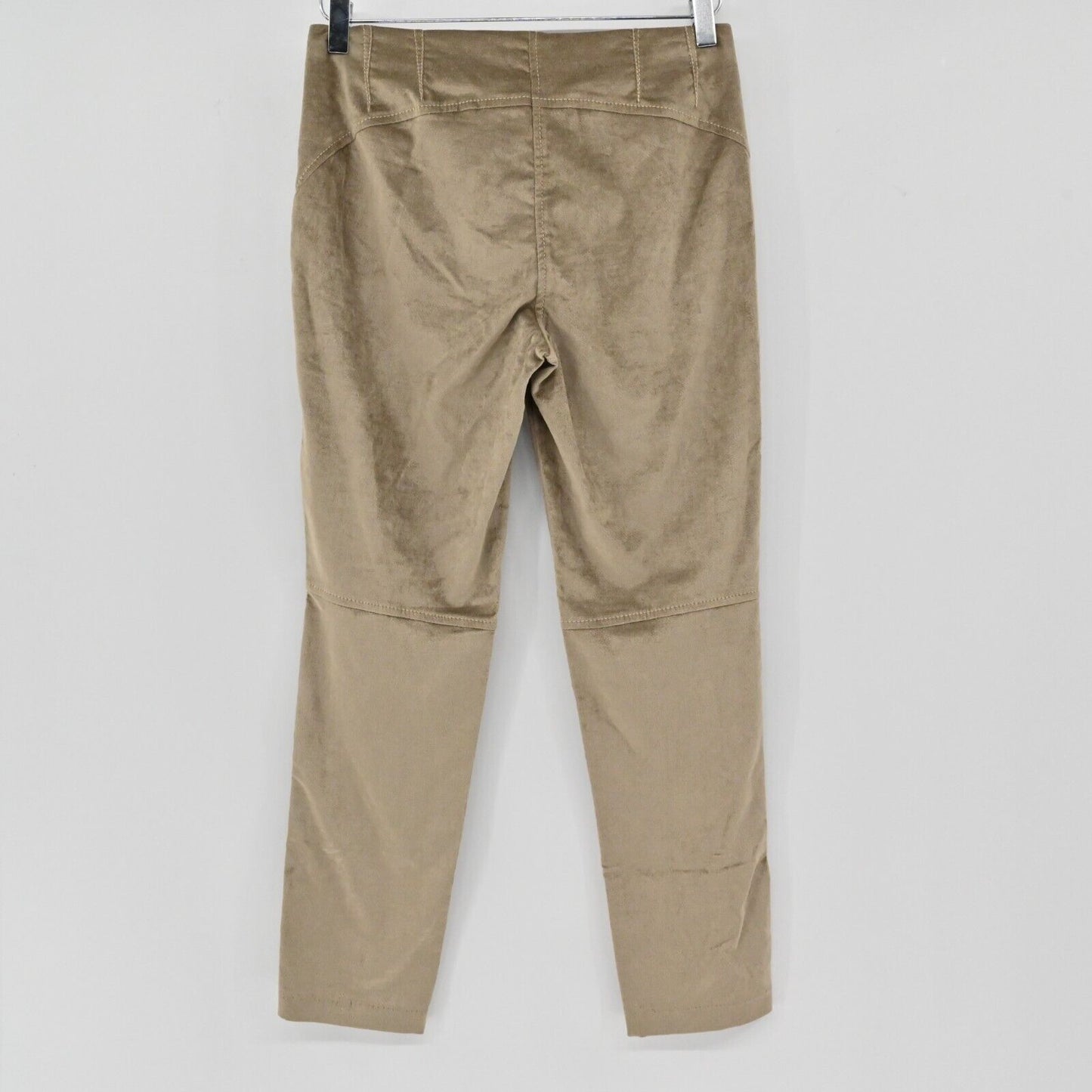 MALIPARMI Pants Womens Sz 40 Tan Velvet Straight Leg Stretch Mid Rise Ankle NEW