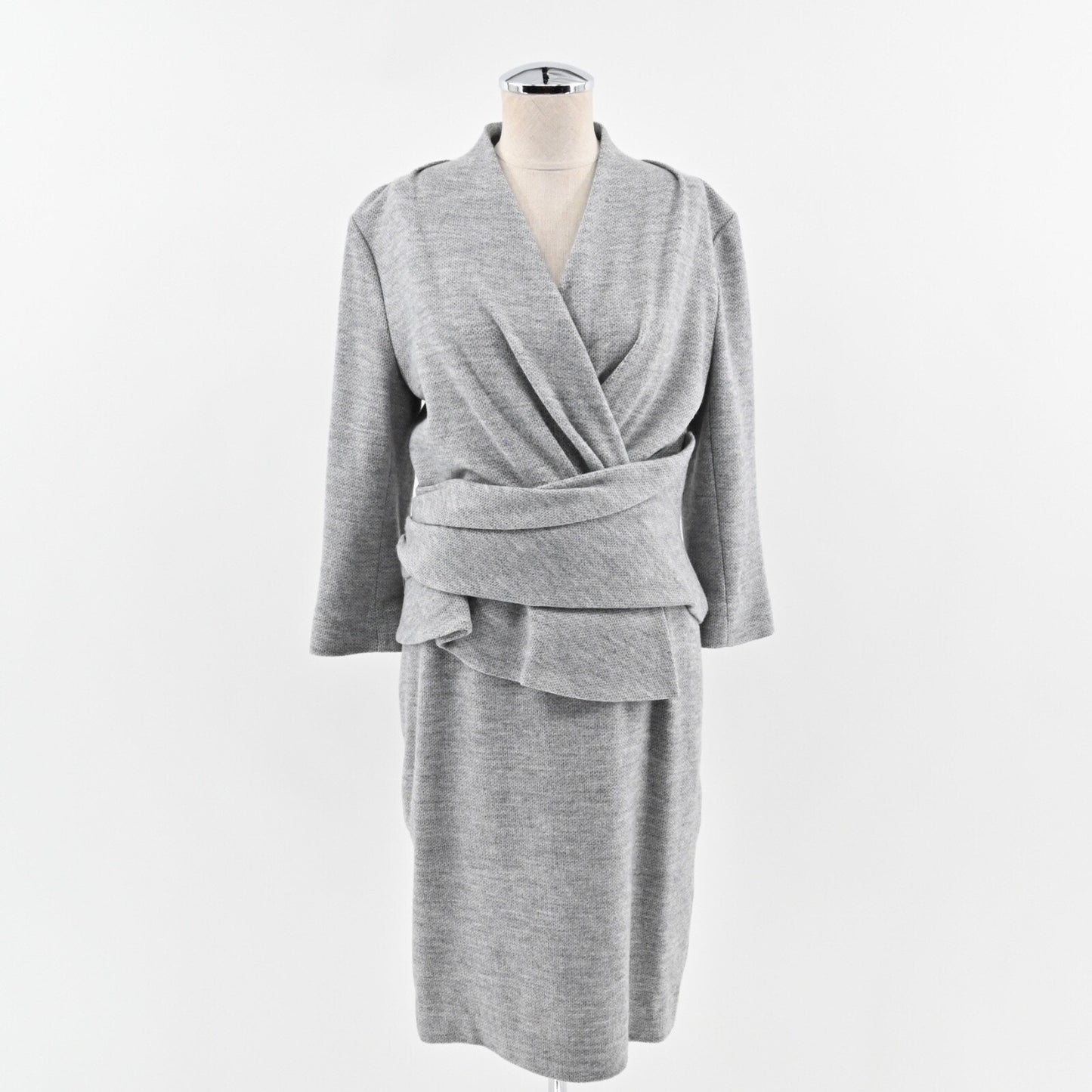 THE FOLD Arlington Sheath Dress Size 12 Gray Wool Cotton 3/4 Sleeve Layered NEW