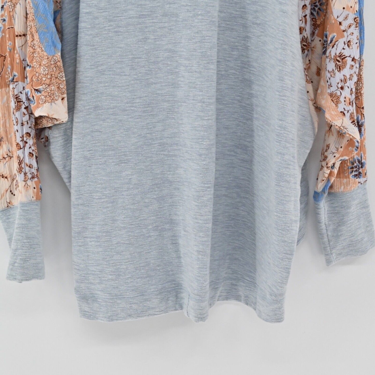 DOE AND RAE Cardigan Womens Sz L Blue Floral Patchwork Dolman Sleeve Open Front