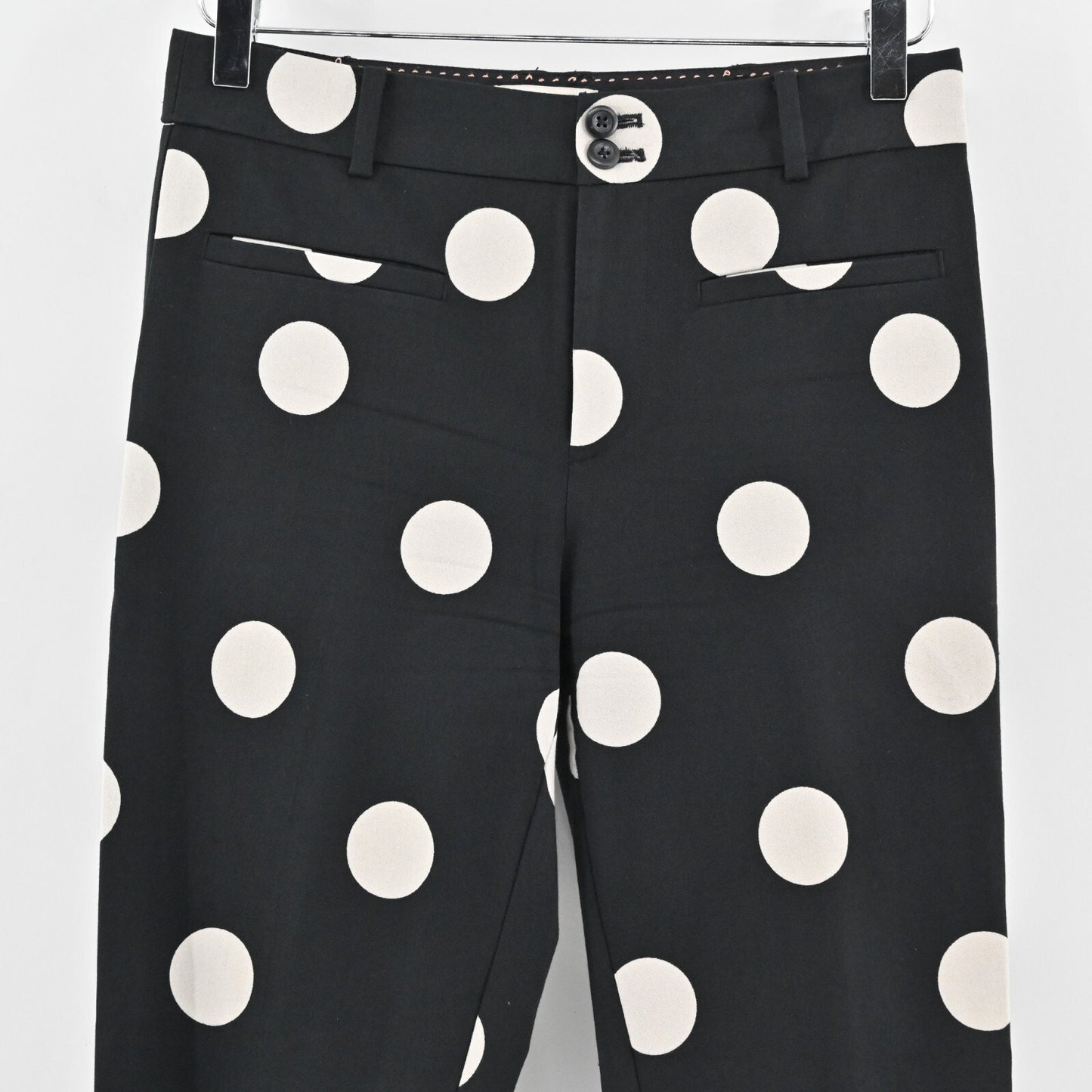 ANTHROPOLOGIE Pants Womens Size 2 Polka Dot Black Essential Skinny Kick Flare
